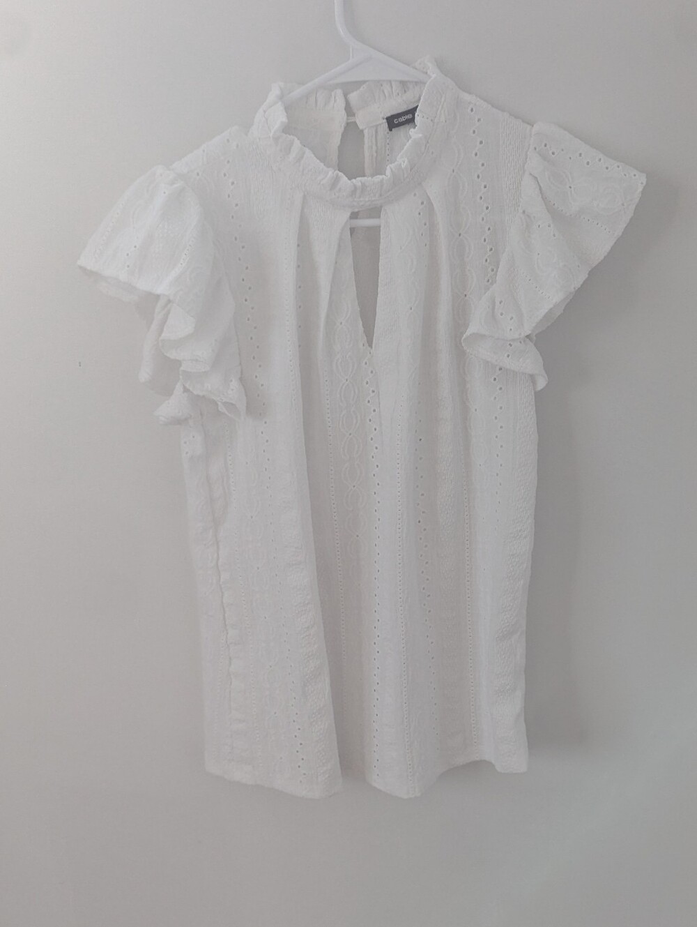 Cable & Guage White Eyelet Embroidered Top